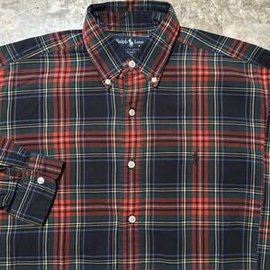 Polo Ralph Lauren Shirt Mens Small Blake Tartan Plaid Thin Oxford Long Sleeve